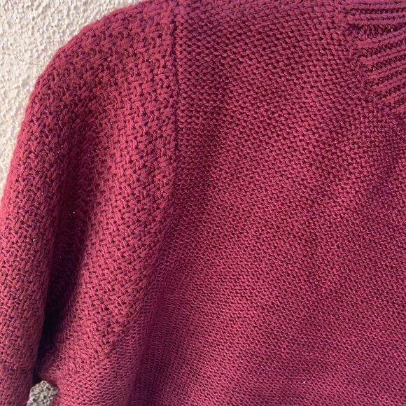 Croft & Barrow Sweater Sangria Wine Burgundy Red Cable Yolk Medium Lightweight - Picture 7 of 10